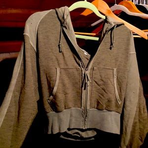 Free people green zip up hoodie